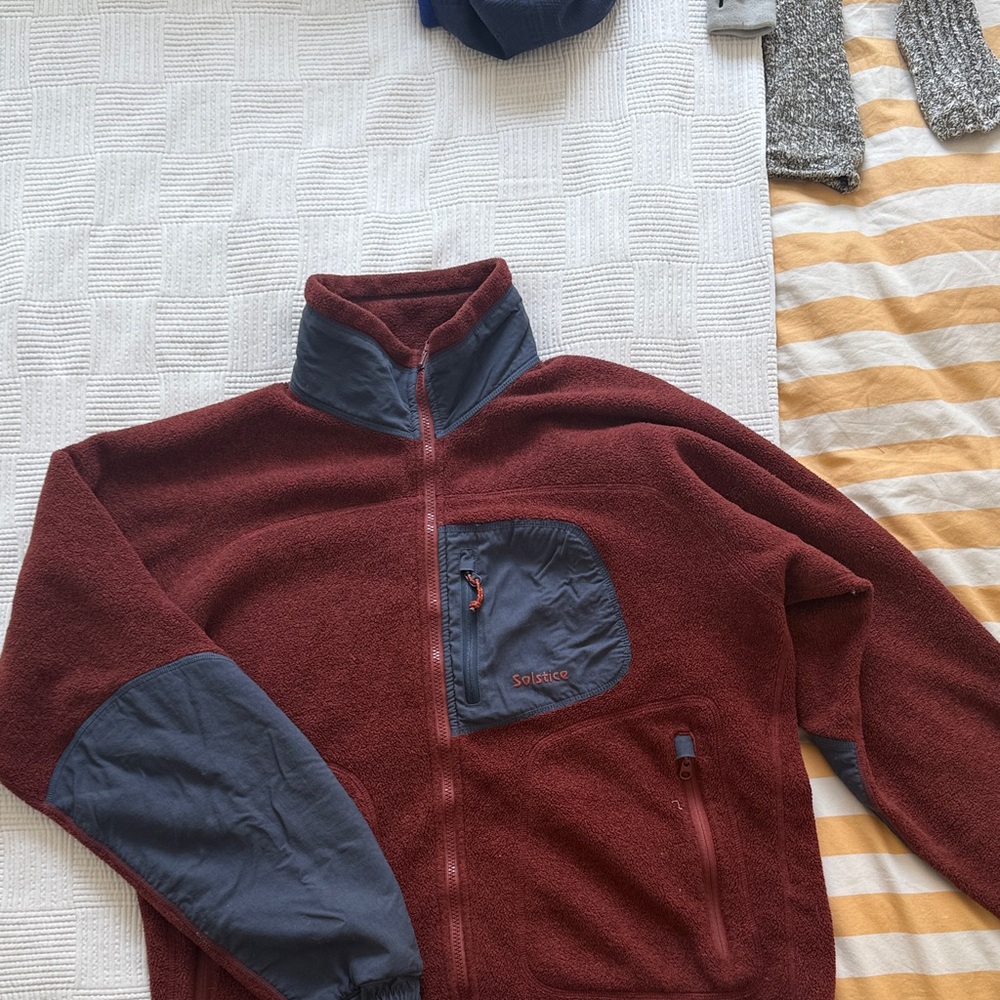 Solstice Burgundy and Charcoal Fleece Jacket